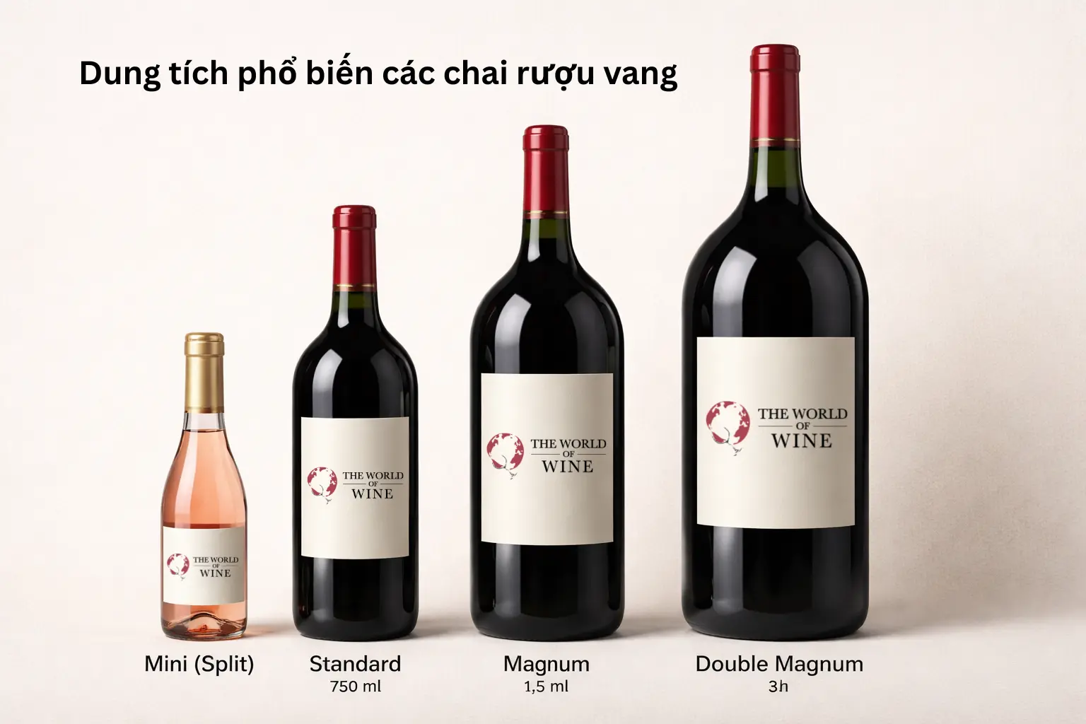 Dung tích phổ biến các chai rượu vang